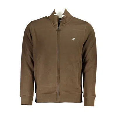 U.s. Grand Polo Elegant Long Sleeve Zippered Sweatshirt In Brown