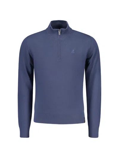 U.s. Grand Quarter-zip Embroidered-logo Sweater In Blue