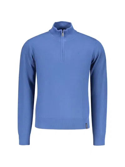 U.s. Grand Quarter-zip Knitted Sweater In Blue