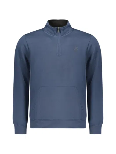 U.s. Grand Quarter-zip Logo-embroidered Sweatshirt In Blue