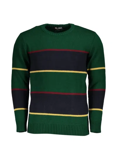 U.s. Grand Striped Crew-neck Sweater In Green
