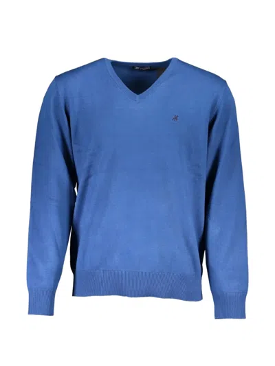 U.s. Grand V-neck Cotton Sweater In Blue