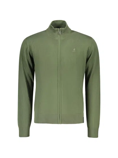 U.s. Grand Zip-up Cotton Cardigan In Green