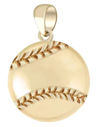 Pre-owned Us Jewels 14k Yellow Gold Small 3d Baseball Ball Sports Charm Pendant