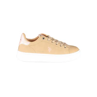 U.s. Polo Assn Beige Polyester Sneaker In Gold