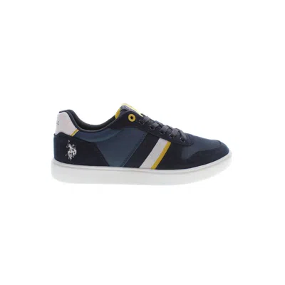 U.s. Polo Assn Suede-panelled Striped Sneakers In Blue