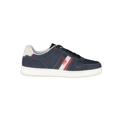 U.s. Polo Assn Logo-print Striped Sneakers In Blue