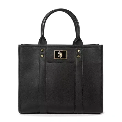 U.s. Polo Assn Box Tote Bag In Black
