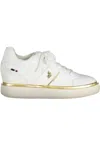 U.s. Polo Assn Chic White Lace-up Sneakers With Logo Detail In White