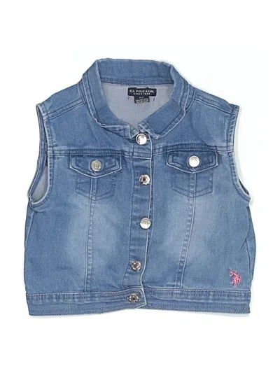 Pre-owned U.s. Polo Assn Kids' Denim Vest In Blue