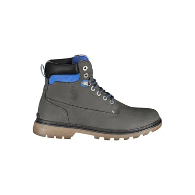 U.s. Polo Assn Elegant Gray High Lace-up Boots With Logo Detail