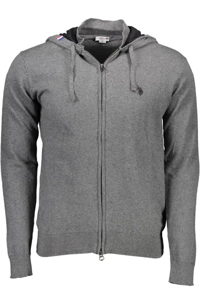 U.s. Polo Assn . Elegant Hooded Zip Cardigan In Men's Gray