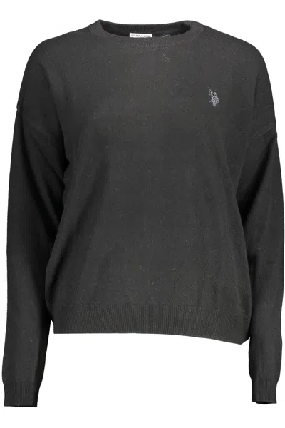 U.s. Polo Assn . Elegant Long-sleeved Wool Blend Women's Sweater In Black