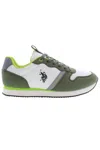 U.s. Polo Assn Green Lace-up Sneakers With Contrasting Details