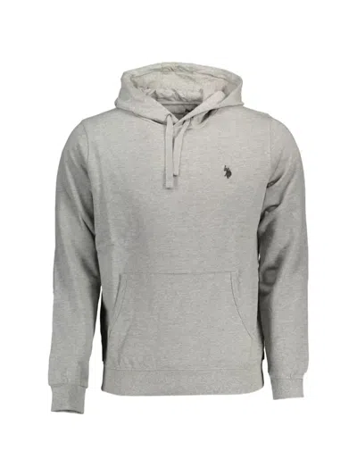 U.s. Polo Assn Logo-embroidered Kangaroo-pocket Hoodie In Gray