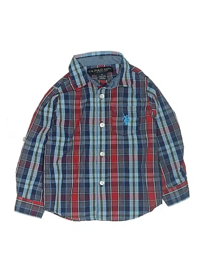 Pre-owned U.s. Polo Assn Kids' Long Sleeve Button Down Shirt In Blue