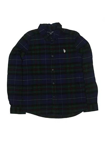 Pre-owned U.s. Polo Assn Kids' Long Sleeve Button Down Shirt In Blue