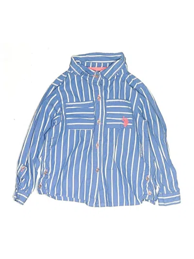 Pre-owned U.s. Polo Assn Kids' Long Sleeve Button Down Shirt In Blue