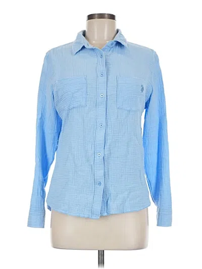 Pre-owned U.s. Polo Assn Long Sleeve Button Down Shirt In Blue