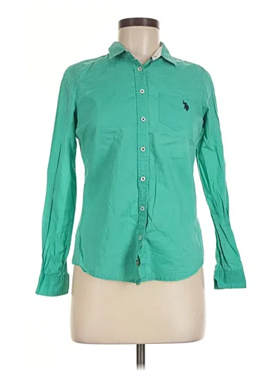 Pre-owned U.s. Polo Assn Long Sleeve Button Down Shirt In Green
