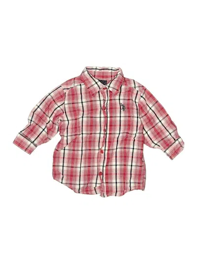 Pre-owned U.s. Polo Assn Kids' Long Sleeve Button Down Shirt In Red