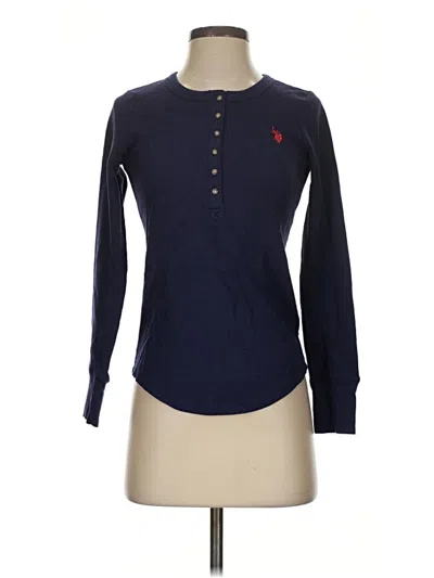 Pre-owned U.s. Polo Assn Long Sleeve Henley Shirt In Blue