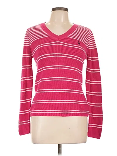 Pre-owned U.s. Polo Assn Long Sleeve Polo In Pink