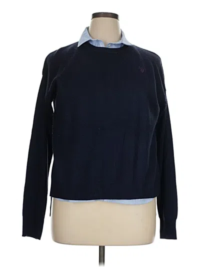 Pre-owned U.s. Polo Assn Long Sleeve Top Blue Turtleneck Tops