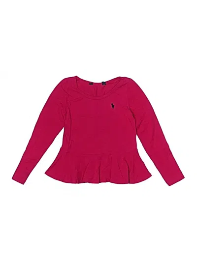 Pre-owned U.s. Polo Assn Kids' Long Sleeve Top Pink Ruffles Neckline Tops
