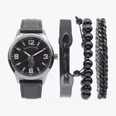 U.s. Polo Assn Mens Black Strap Watch Usc20247jc In Gray