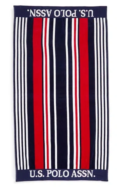 U.s. Polo Assn Us Polo Assn Port Stripe Jacquard Beach Towel In Blue