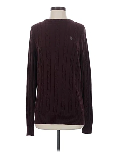 Pre-owned U.s. Polo Assn Pullover Sweater In Burgundy