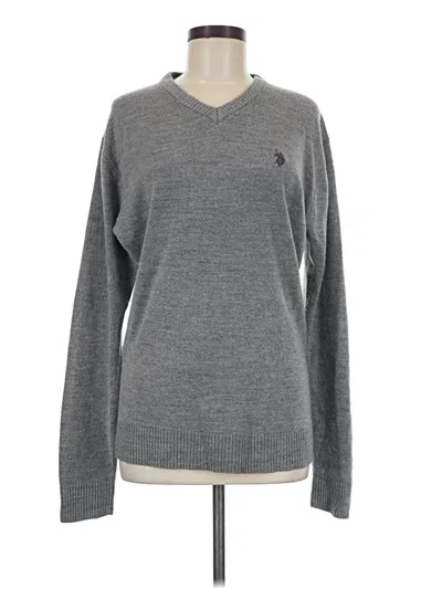 Pre-owned U.s. Polo Assn Pullover Sweater In Gray