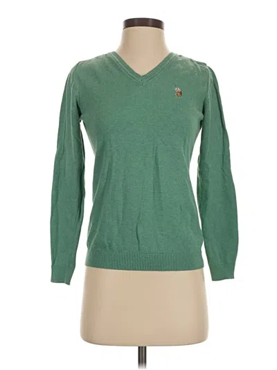 Pre-owned U.s. Polo Assn Pullover Sweater In Green