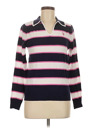 Pre-owned U.s. Polo Assn Pullover Sweater In Pink