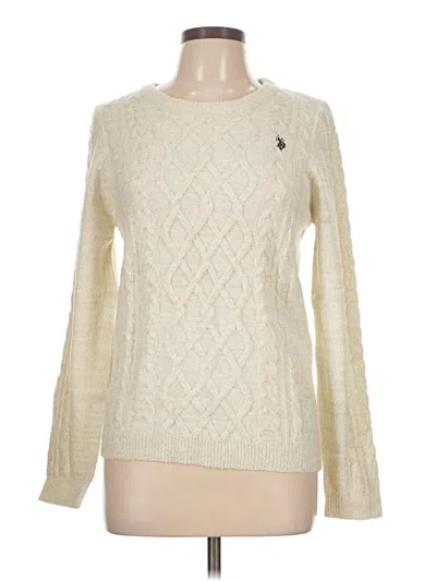 Pre-owned U.s. Polo Assn Pullover Sweater In White