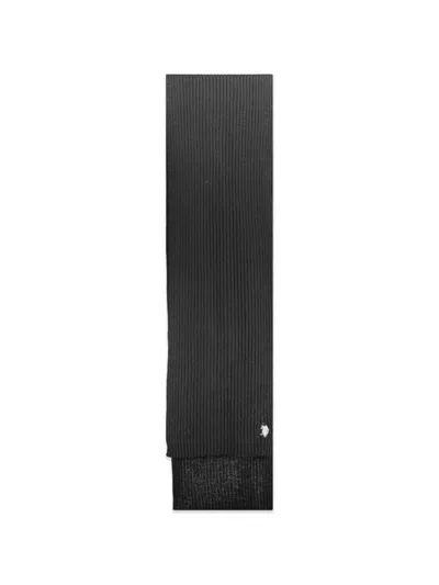 U.s. Polo Assn Ribbed-knit Logo-embroidered Scarf In Black