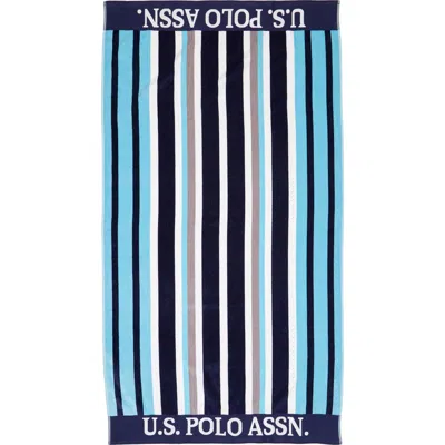 U.s. Polo Assn Us Polo Assn Sail Away Jacquard Beach Towel In Blue