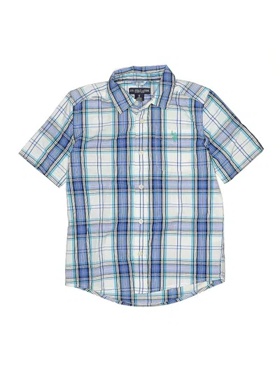 Pre-owned U.s. Polo Assn Kids' Short Sleeve Button Down Shirt In Blue