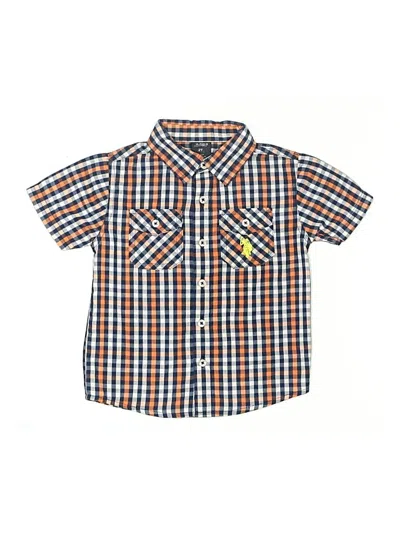 Pre-owned U.s. Polo Assn Kids' Short Sleeve Button Down Shirt In Blue