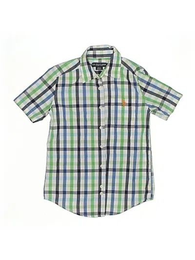 Pre-owned U.s. Polo Assn Kids' Short Sleeve Button Down Shirt In Green