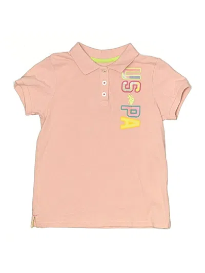 Pre-owned U.s. Polo Assn Kids' Short Sleeve Polo In Pink