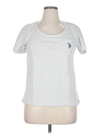 Pre-owned U.s. Polo Assn Short Sleeve Top Silver Crew Neck Tops