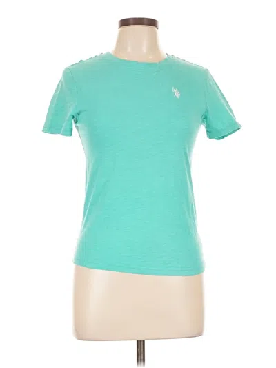 Pre-owned U.s. Polo Assn Short Sleeve Top Teal Crew Neck Tops In Blue