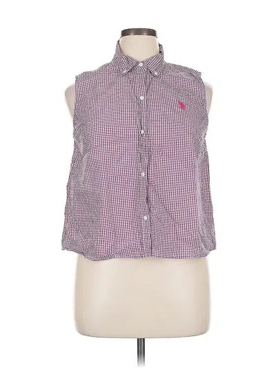 Pre-owned U.s. Polo Assn Sleeveless Button Down Shirt In Purple