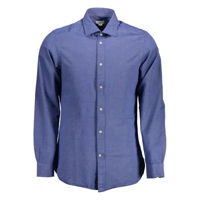 U.s. Polo Assn Spread-collar Buttoned-cuff Shirt In Blue