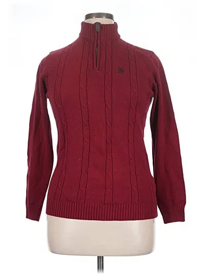 Pre-owned U.s. Polo Assn Turtleneck Sweater In Burgundy