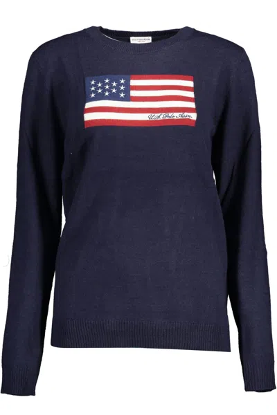 U.s. Polo Assn U. S. Polo Assn. Chic Crew Neck Embroide Women's Shirt In Blue