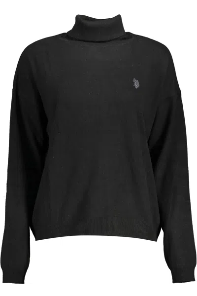 U.s. Polo Assn U. S. Polo Assn. Chic Turtleneck Sweater With Logo Women's Embroidery In Black