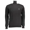U.s. Polo Assn Black Cotton Sweater In Animal Print